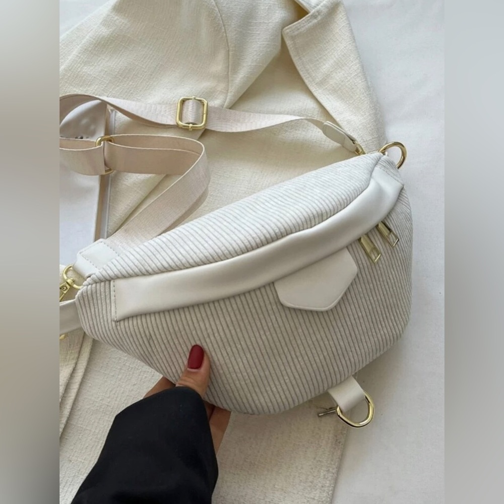 Cream Corduroy Fanny Pack